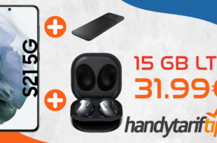 Samsung Galaxy S21 5G & Samsung Galaxy Buds Live & Samsung Trio Charger mit 15 GB LTE nur 31,99€ monatlich