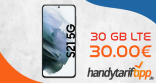 Samsung Galaxy S21 5G mit 30 GB LTE nur 30€ monatlich