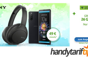 Sony Xperia 10 III & Noise Cancelling Kopfhörer von Sony mit 26 GB LTE nur 24,99€ monatlich