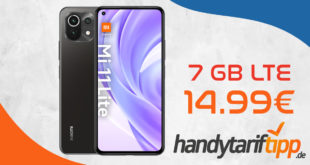 Xiaomi Mi 11 Lite LTE 128 GB mit 7 GB LTE nur 14,99€ monatlich