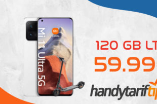 Xiaomi Mi 11 Ultra 5G für 1€ Zuzahlung & Mi e-Scooter 1S mit o2 Free L Boost (120 GB LTE5G mit 300 Mbits) für 59,99€ monatlich - Tarif effektiv kostenlos