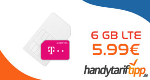 Bestpreis! 6GB LTE Telekom Allnet Flat für 5,99€ monatlich