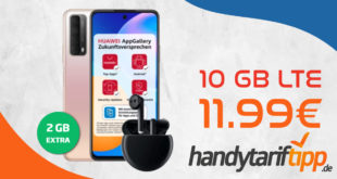 Huawei P Smart (2021) & Huawei Freebuds 3 mit 10 GB LTE nur 11,99€ monatlich - nur 1 Euro Zuzahlung und kein Anschlusspreis