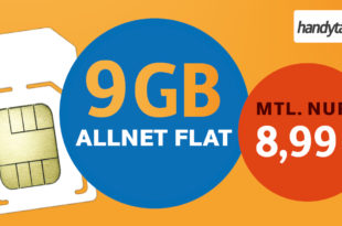 Ohne Vertragslaufzeit - Allnet-Flat 9 GB LTE nur 8,99€ monatlich