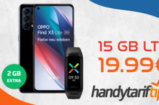 Oppo Find X3 Lite 5G & Oppo Band Sport mit 15 GB LTE nur 19,99€ monatlich - nur 1 Euro Zuzahlung und kein Anschlusspreis