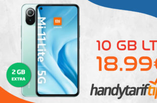 Xiaomi Mi 11 Lite 5G mit 10 GB LTE nur 18,99€ monatlich