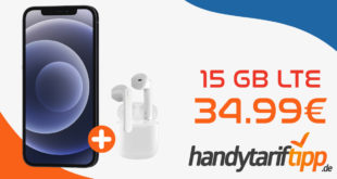 Apple iPhone 12 & SkyPods Lite Wireless Headphones mit 15 GB LTE nur 34,99€ monatlich - einmalige Zuzahlung nur 49,95 Euro
