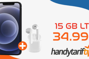 Apple iPhone 12 & SkyPods Lite Wireless Headphones mit 15 GB LTE nur 34,99€ monatlich - einmalige Zuzahlung nur 49,95 Euro