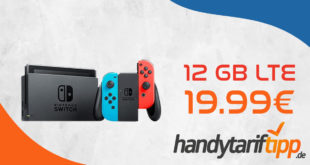 Nintendo Switch Konsole Rot Blau (neue Version) mit 12 GB LTE nur 19,99€ monatlich - einmalige Zuzahlung 1 Euro