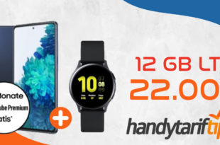 Samsung Galaxy S20 FE (2021) für 99€ Zuzahlung & Samsung Galaxy Watch Active2 mit 12 GB LTE für 22€ monatlich