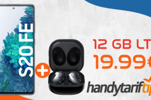 Samsung Galaxy S20 FE & Samsung Galaxy Buds Live mit 12 GB LTE nur 19,99€ monatlich - nur 1 Euro Zuzahlung