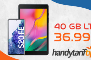 Samsung Galaxy S20 FE & Samsung Tablet mit 40 GB LTE nur 36,99€ monatlich - nur 1 Euro Zuzahlung