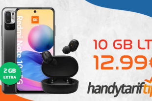 Xiaomi Redmi Note 10 5G & Xiaomi Mi TW Earbuds 2 Basic mit 10 GB LTE nur 12,99€ monatlich - nur 13 Euro Zuzahlung und kein Anschlusspreis