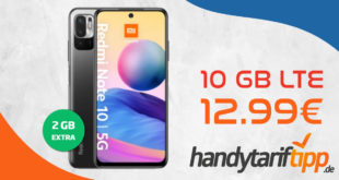 Xiaomi Redmi Note 10 5G mit 10 GB LTE nur 12,99€ monatlich - nur 13 Euro Zuzahlung und kein Anschlusspreis