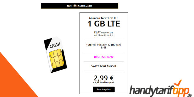 1 GB LTE & 100 Frei-Minuten & 100 Frei-SMS im Telekom Netz nur 2,99€ monatlich
