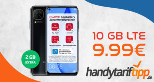 Huawei P40 Lite mit 10 GB LTE nur 9,99€ monatlich - nur 25 Euro Zuzahlung und kein Anschlusspreis