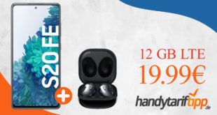 Samsung Galaxy S20 FE & Samsung Galaxy Buds Live mit 12 GB LTE nur 19,99€ monatlich - nur 1 Euro Zuzahlung