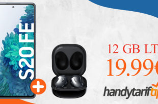 Samsung Galaxy S20 FE & Samsung Galaxy Buds Live mit 12 GB LTE nur 19,99€ monatlich - nur 1 Euro Zuzahlung