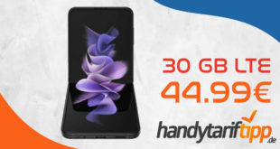 Samsung Galaxy Z Flip3 5G mit 30 GB LTE im Telekom Netz nur 44,99€ monatlich - einmalige Zuzahlung liegt bei 149 Euro
