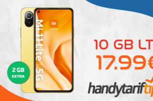 Xiaomi Mi 11 Lite 5G mit 10 GB LTE nur 17,99€ monatlich - nur 1 Euro Zuzahlung und kein Anschlusspreis