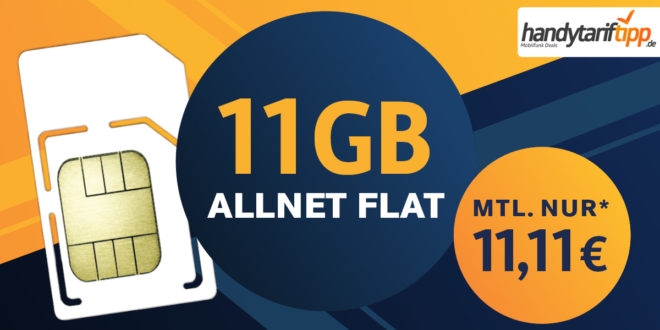 11 GB LTE & Allnet Flat für nur 11,11€ monatlich – auch ohne Vertragslaufzeit bestellbar