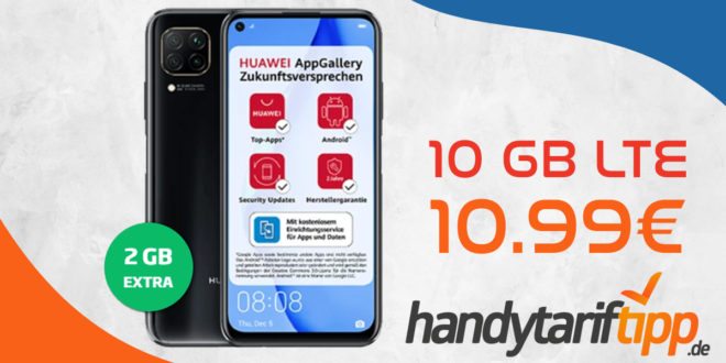 Huawei P40 Lite mit 10 GB LTE nur 10,99€ monatlich - nur 1 Euro Zuzahlung und kein Anschlusspreis