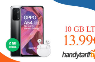Oppo A54 5G & Oppo Enco Air mit 10 GB LTE nur 13,99€ monatlich - nur 1 Euro Zuzahlung und kein Anschlusspreis