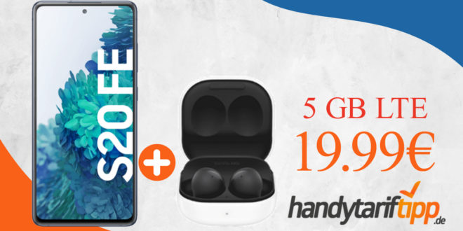 Samsung Galaxy S20 FE & Samsung Galaxy Buds2 mit 5 GB LTE nur 19,99€ monatlich - nur 49 Euro Zuzahlung