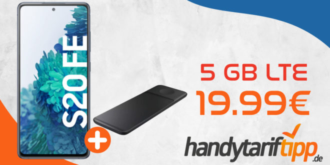 Samsung Galaxy S20 FE & Samsung Trio Charger mit 5 GB LTE nur 19,99€ monatlich - nur 29 Euro Zuzahlung