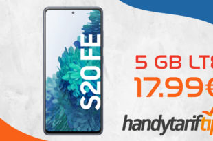 Samsung Galaxy S20 FE mit 5 GB LTE nur 17,99€ monatlich - nur 49 Euro Zuzahlung