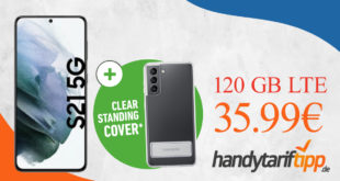 Samsung Galaxy S21 5G & Clear Standing Cover mit 120 GB LTE nur 35,99€ monatlich - einmalige Zuzahlung nur 47 Euro