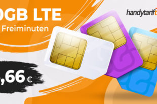 10 GB LTE & 60 Freiminuten - ohne Vertragslaufzeit - nur 6,66€ monatlich
