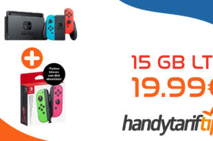 Nintendo Switch Konsole Rot Blau (neue Version) & Nintendo Switch Joy-Con 2er-Set Controller mit 15 GB LTE nur 19,99€ monatlich