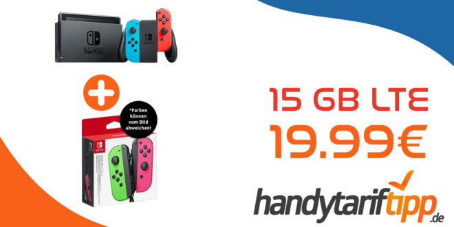Nintendo Switch Konsole Rot Blau (neue Version) & Nintendo Switch Joy-Con 2er-Set Controller mit 15 GB LTE nur 19,99€ monatlich