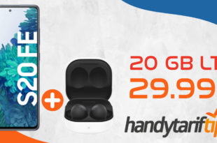 Samsung Galaxy S20 FE & Samsung Galaxy Buds2 & 100€ Wechselbonus mit 20 GB LTE5G nur 29,99€ monatlich