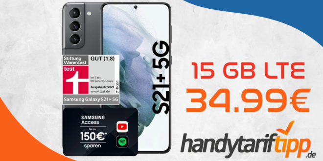 Samsung Galaxy S21+ 5G (S21Plus) & 100€ Wechselprämie mit 15 GB LTE nur 34,99€ monatlich - 99 Euro einmalig