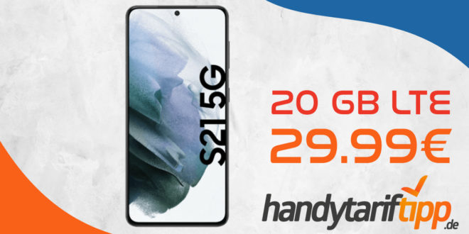 Samsung Galaxy S21 5G mit 20 GB LTE5G & 100€ Wechselbonus nur 29,99€ monatlich - nur 1 Euro Zuzahlung