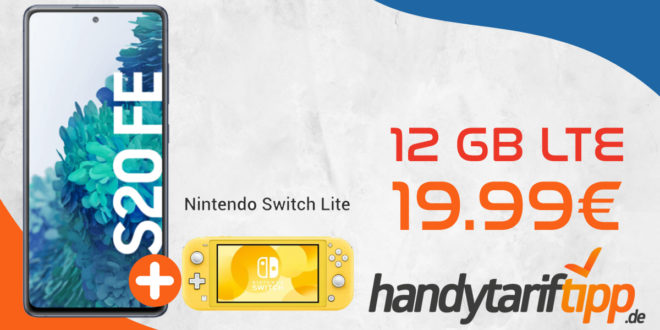Tages-Deal! Samsung Galaxy S20 FE & Nintendo Switch lite mit 12 GB LTE nur 19,99€ monatlich - nur 99 Euro Zuzahlung