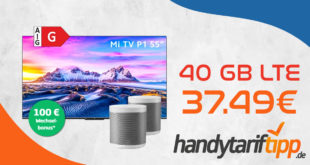 Xiaomi Mi TV P1 55 & Zwei Xiaomi Smart Speaker & 100 € Wechselbonus mit 40 GB LTE5G nur 37,49€ monatlich