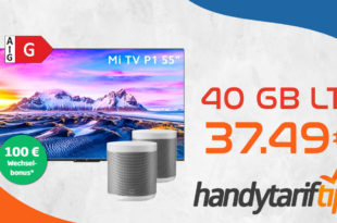 Xiaomi Mi TV P1 55 & Zwei Xiaomi Smart Speaker & 100 € Wechselbonus mit 40 GB LTE5G nur 37,49€ monatlich