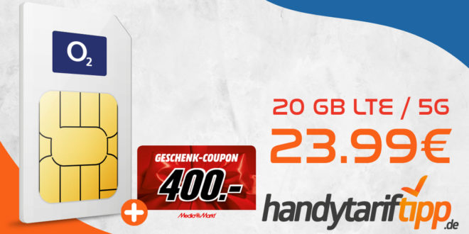 20 GB Turbo Highspeed-Datenvolumen (4G LTE/5G) mit 400€ Coupon & 100€ Wechselbonus nur 23,99€ monatlich