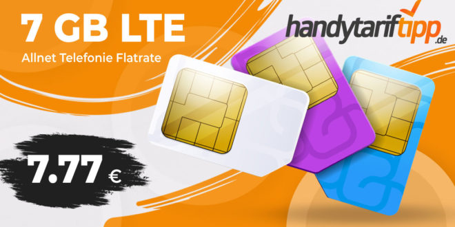 7 GB LTE Allnet Flat ohne Vertragslaufzeit nur 7,77€ monatlich