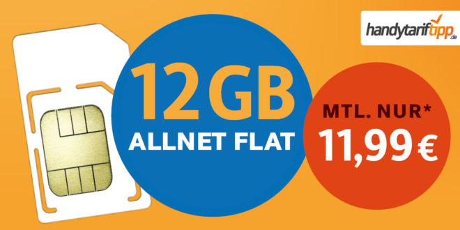 Allnet-Flat mit 12 GB LTE nur 11,99€ - ohne Vertragslaufzeit bestellbar. Sonderaktion bis 22.11.2021.