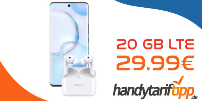 Honor 50 inkl. Earbuds 2 Lite & 100€ Wechselbonus mit 20 GB LTE 5G nur 29,99€ monatlich