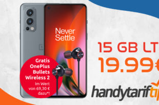 OnePlus Nord 2 (128 GB) & OnePlus Bullet Wireless 2 mit 15GB LTE nur 19,99€ monatlich