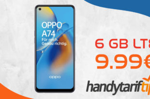 Oppo A74 4G mit 6 GB LTE nur 9,99€ monatlich - nur 29 Euro Zuzahlung