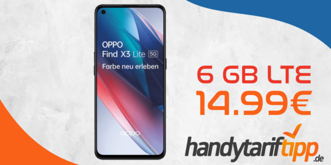 Oppo Find X3 Lite 5G mit 6 GB LTE nur 14,99€ monatlich - nur 29 Euro Zuzahlung