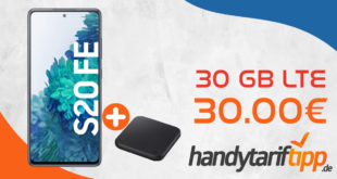 Samsung Galaxy S20 FE & Samsung Wireless Charger Pad mit 30 GB LTE für 30€ monatlich