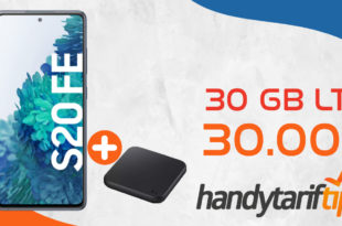 Samsung Galaxy S20 FE & Samsung Wireless Charger Pad mit 30 GB LTE für 30€ monatlich