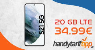 Samsung Galaxy S21 5G mit 20 GB LTE im Telekom oder Vodafone Netz nur 34,99€ monatlich - nur 9 Euro Zuzahlung